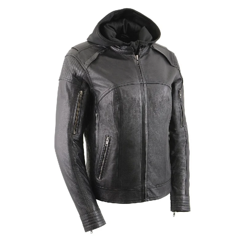 Comfortable Casual Wear Milwaukee Leather Women's Vented Racer Leather Jacket with Removable Hoodie MLL2501 Comfortable Casual Wear Milwaukee Leather Women's Vented Racer Leather Jacket with Removable Hoodie MLL2501