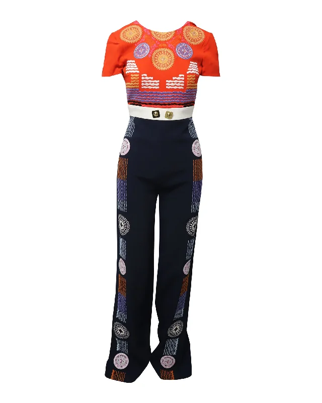 Timeless Women's Garments Peter Pilotto Embroidered Jumpsuit in Multicolor Polyamide Timeless Women's Garments Peter Pilotto Embroidered Jumpsuit in Multicolor Polyamide