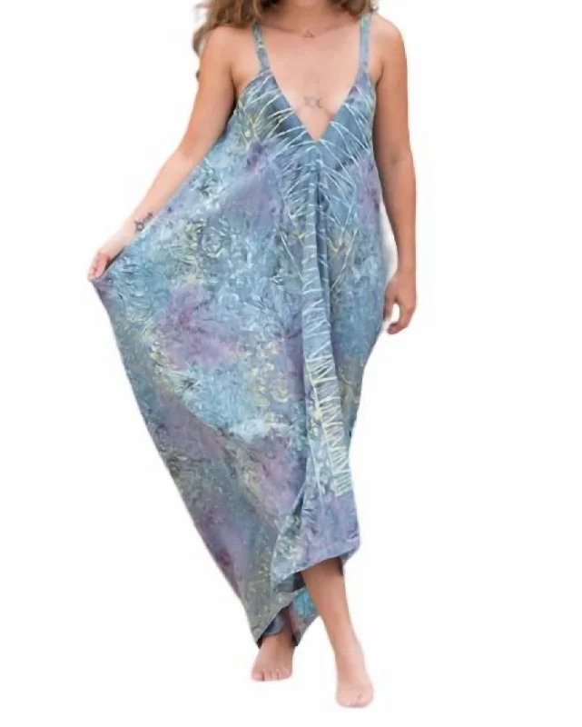 Formal Garments For Women Gypsy Jumpsuit In Bahamas Grey Rainbow Leaf