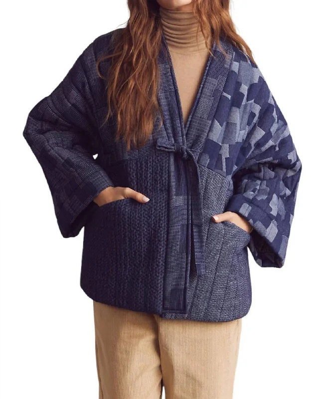 Women's Casual Apparel For Weekends Quilted Jacket In Patched Denim