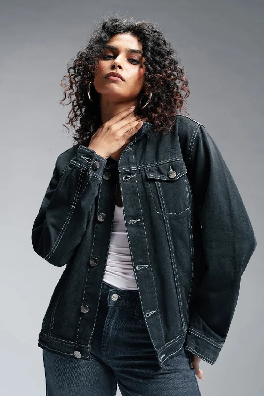 Women Online Clothing Boutiques Darkwave Denim Trucker Jacket