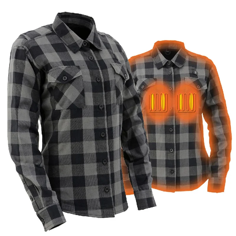 Women's Clothing Sets Nexgen Heat Women's NXL2601SET Bonnie Black - Grey Heated Flannel Sleeve Shirt for Outdoor Activities w/ Battery Women's Clothing Sets Nexgen Heat Women's NXL2601SET Bonnie Black - Grey Heated Flannel Sleeve Shirt for Outdoor Activities w/ Battery