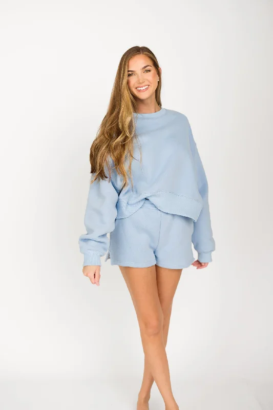 Stylish Dresses for Women Comfy Cozy High Waisted Sweat Shorts in Baby Blue