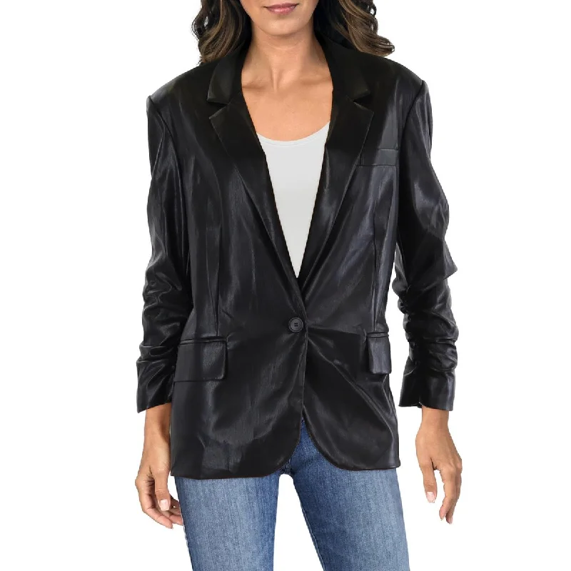 Trendy Outfits For Ladies Womens Pocket Collar Leather Jacket