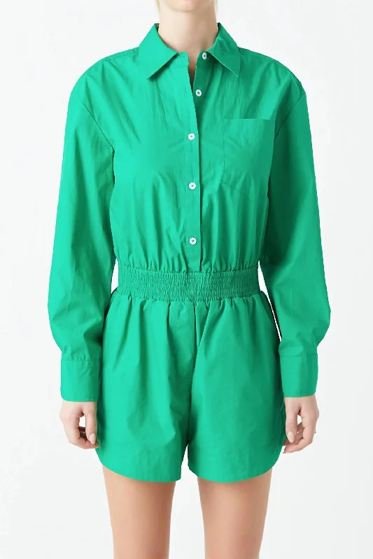Fashionable Women's Casual Apparel Lucky Day Romper In Kelly Green