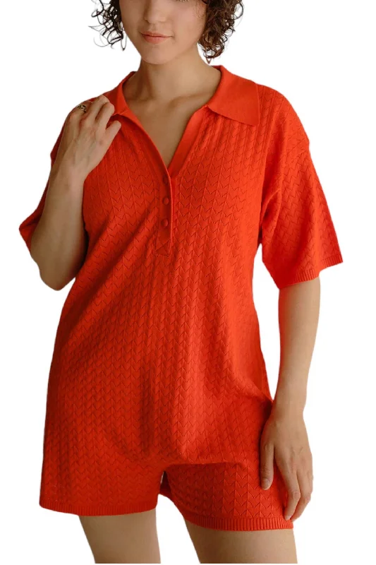 Women's Workout Clothing Relaxed Fit Playsuit Romper In Red
