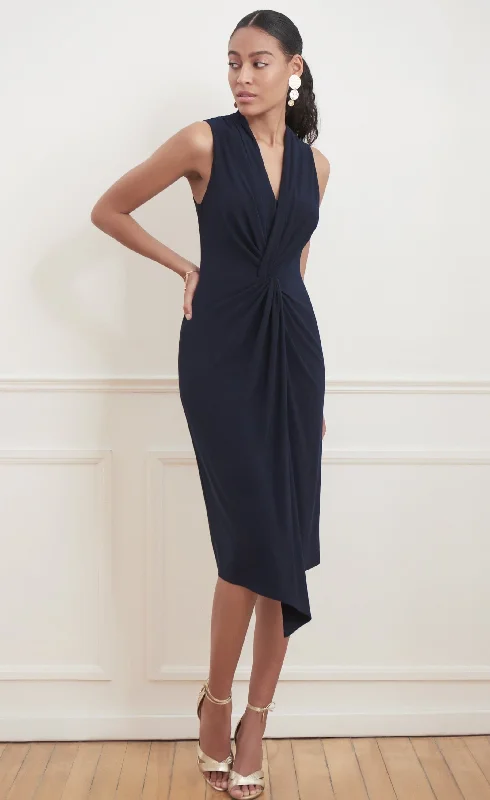 Sustainable Women's Clothes Joseph Ribkoff Wrap-Front Navy Dress - 221348