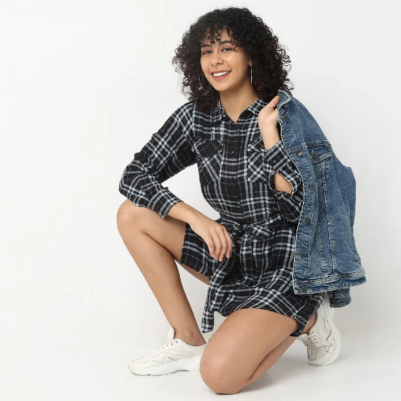 Embrace New Fashion Regular Fit Checkered Dress