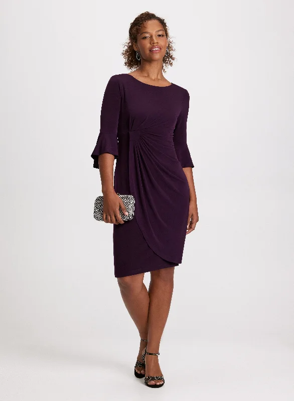 Women's Clothing Boutique Flounce Sleeve Ruched Waist Dress