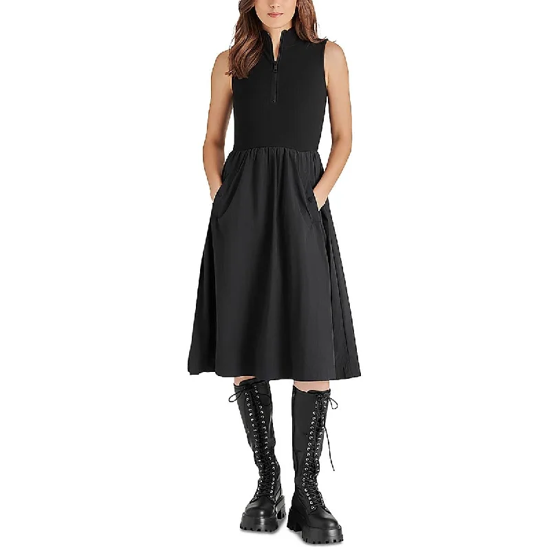 Your Favorite Items, Now At Lower Prices Womens Knee-Length Mixed Media Fit & Flare Dress