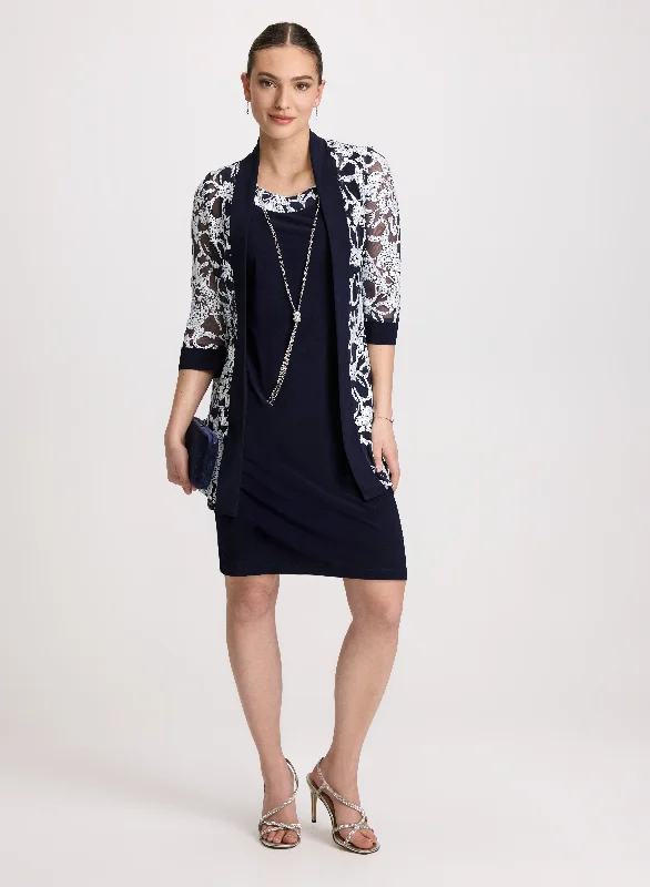 Anniversary Sale Sheer Floral Jacket & Dress Set