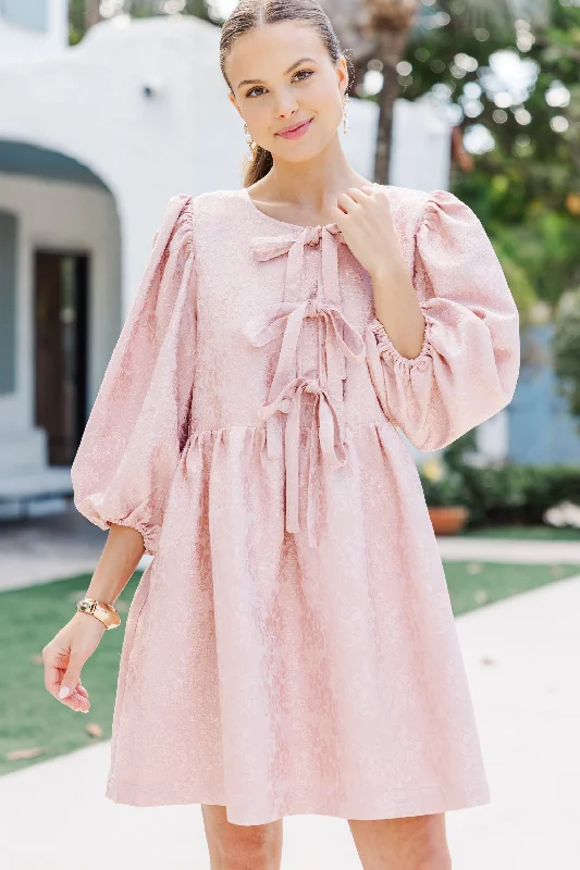 Classic Clothes For Women The Allure Dusty Rose Textured Babydoll Dress