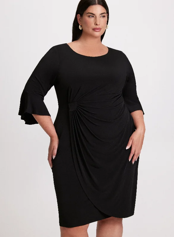 Women's Sports Apparel Flounce Sleeve Ruched Detail Dress