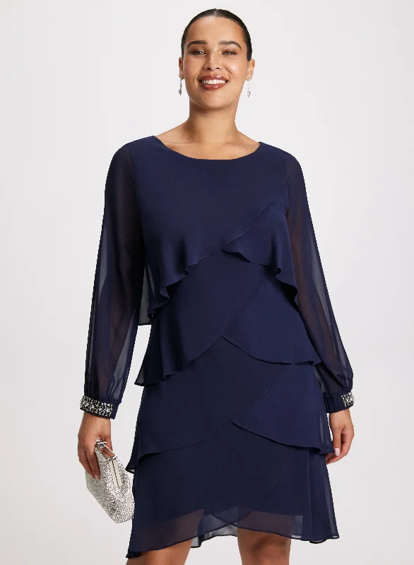 Clothing Sale Layered Ruffle Chiffon Dress
