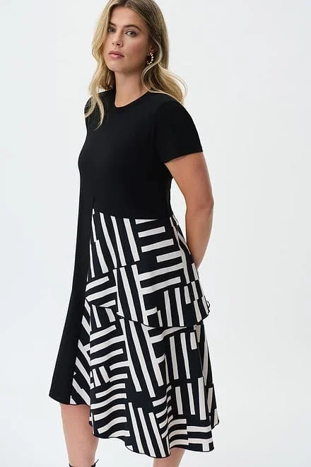 Comfortable Clothes Joseph Ribkoff Black/Beige Dress - 231110 T