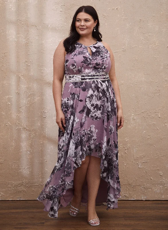 Chic & Modern Sales Floral Print High-Low Dress