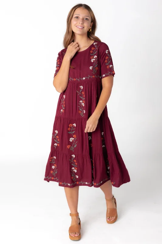 Affordable Trendy Fashion Cathy Embroidered Pocket Dress - Fall