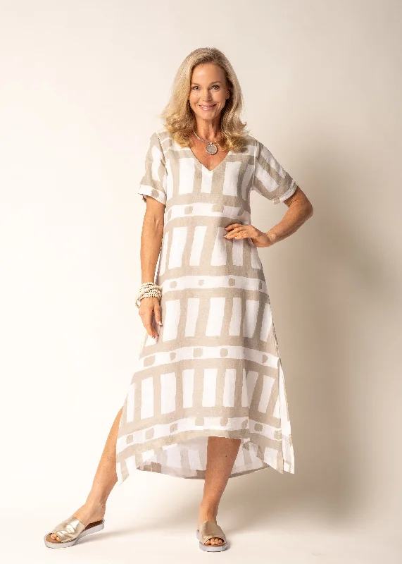 Elegant Fashion Posie Dress in Latte