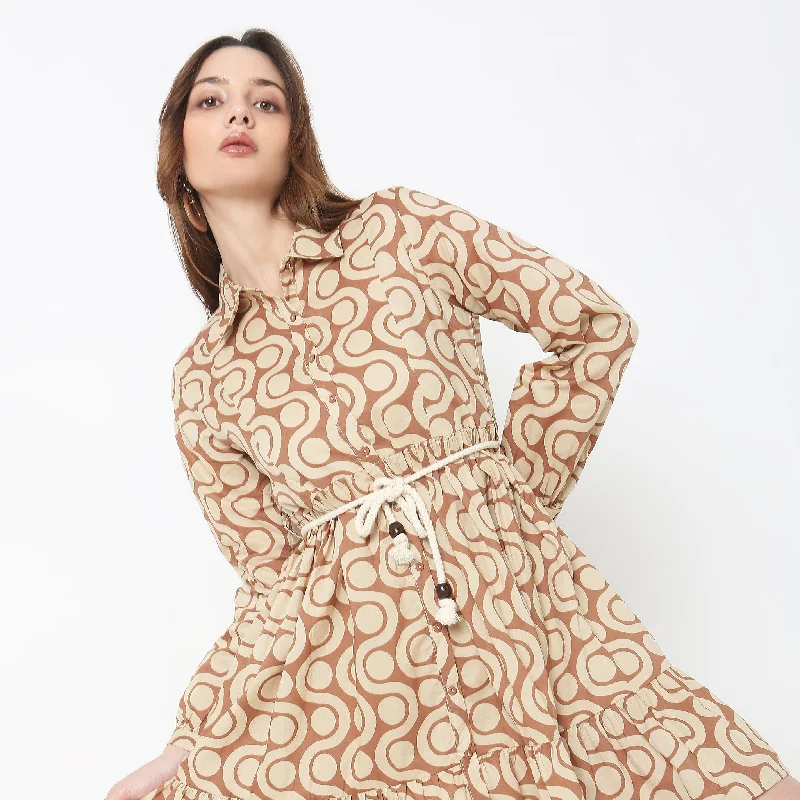 Athleisure Wear Flare Fit Abstract Dress