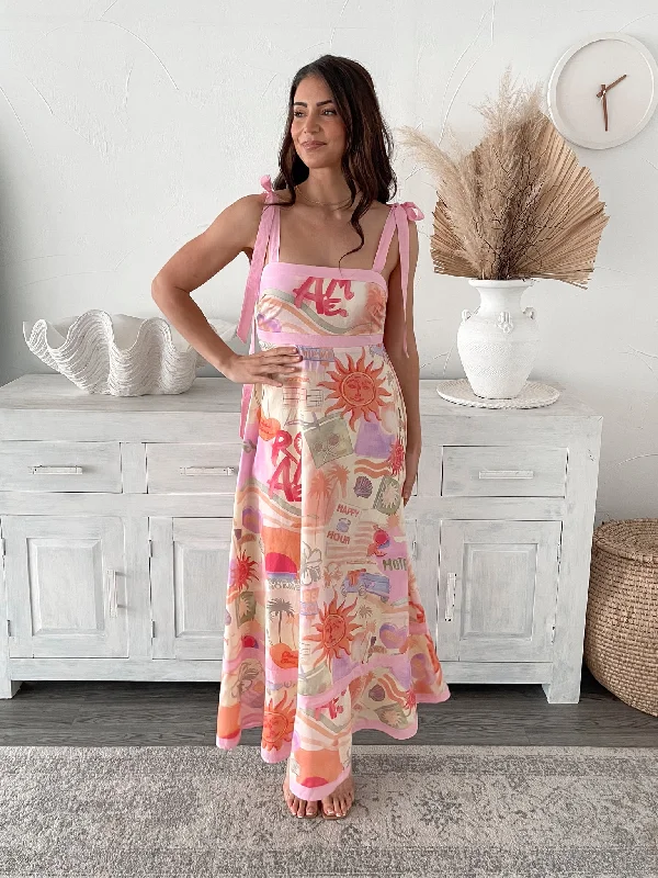 Women's High-Fashion Garments Elinda Dress - Pink Print