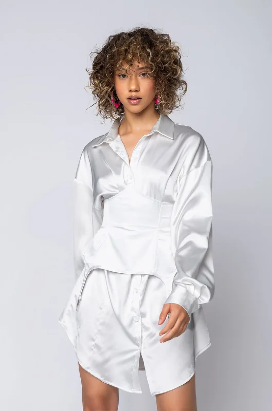 Women's Athletic Outfit WAVY LIL BIH CORSET DRESS WHITE
