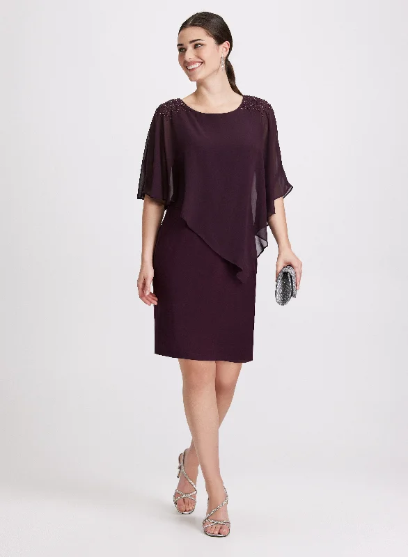 Best Deals On Women's Trendy Outfits – Don't Miss Out Beaded Cape Overlay Dress