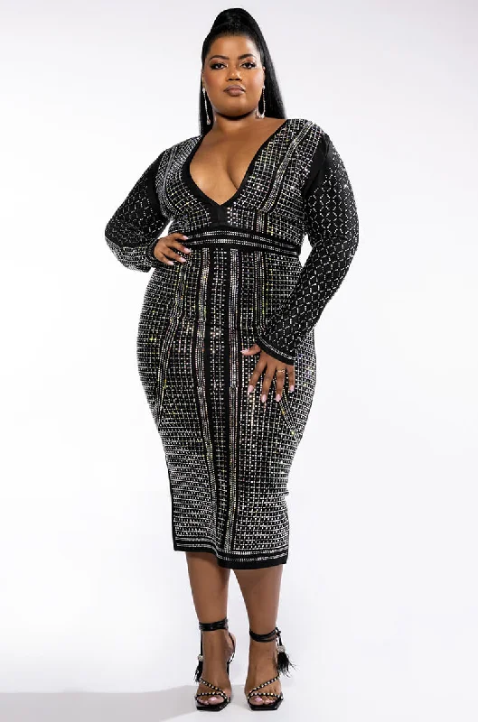 Fashion Forward PLUS PART TIME LOVER FULL BEADED BANDAGE DRESS
