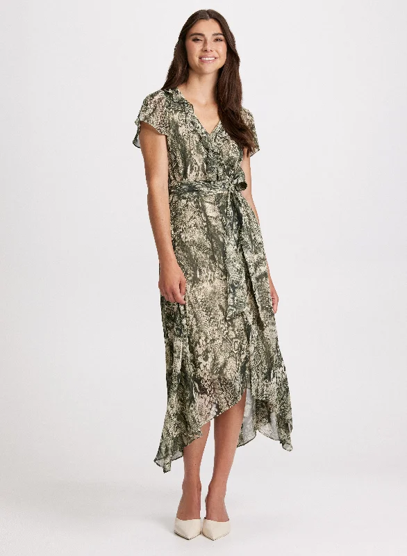Limited-Time Discounts On Stylish Women's Clothing Snake Print Belted Dress