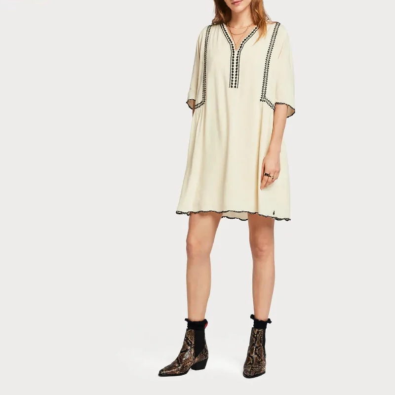 Women's Evening Wear Embroidered Contrast Dress