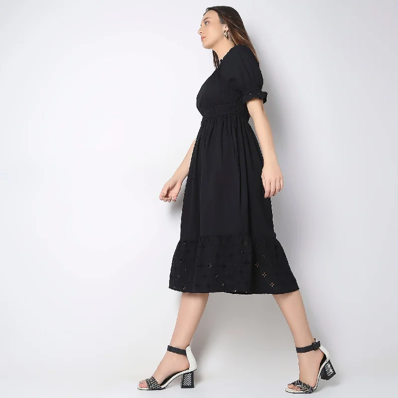 Elegant Women's Clothing Online Regular Fit Solid Dress