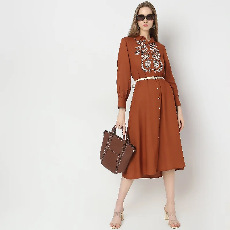 Chic Style, Always In Vogue Straight Fit Embroidered Dress