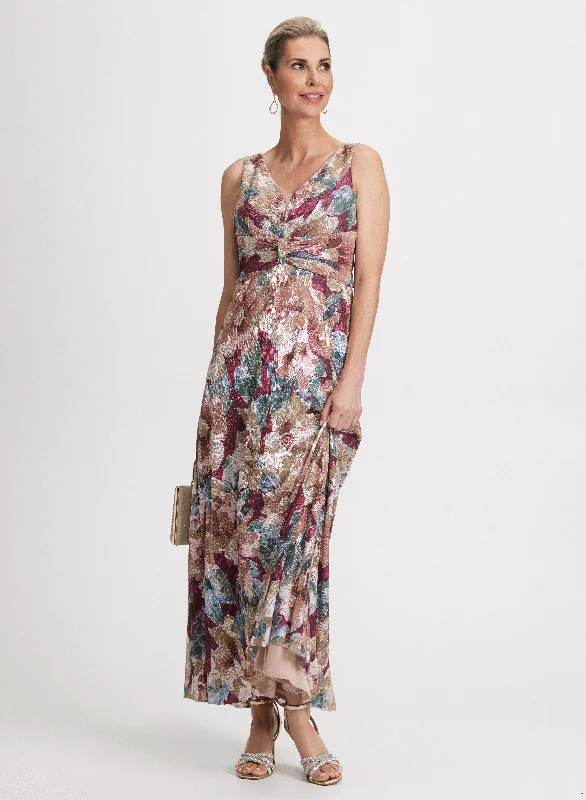 Chic Casual Style Floral Print Pleated Dress