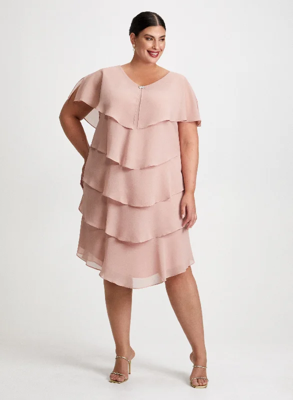 Luxe Style Discounts Capelet Tier Dress