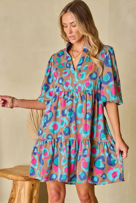 Shop Smart, Save More Before The Sale Ends Bubble Sleeve Slit Neck Ruffled Dress