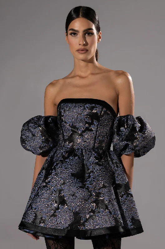End Of Month Blowout ELOISE OFF THE SHOULDER BROCADE DRESS