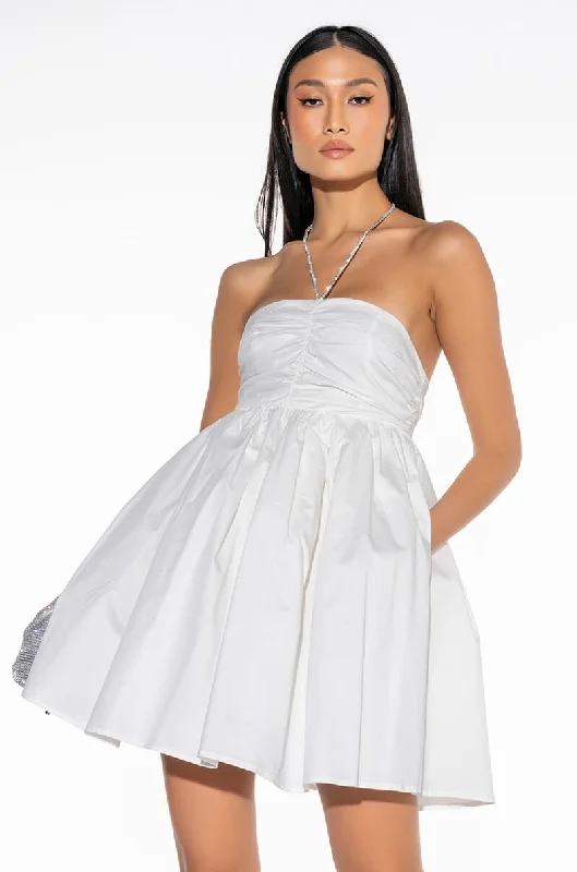 Special Offer For You RHINESTONE HALTER FIT AND FLARE DRESS