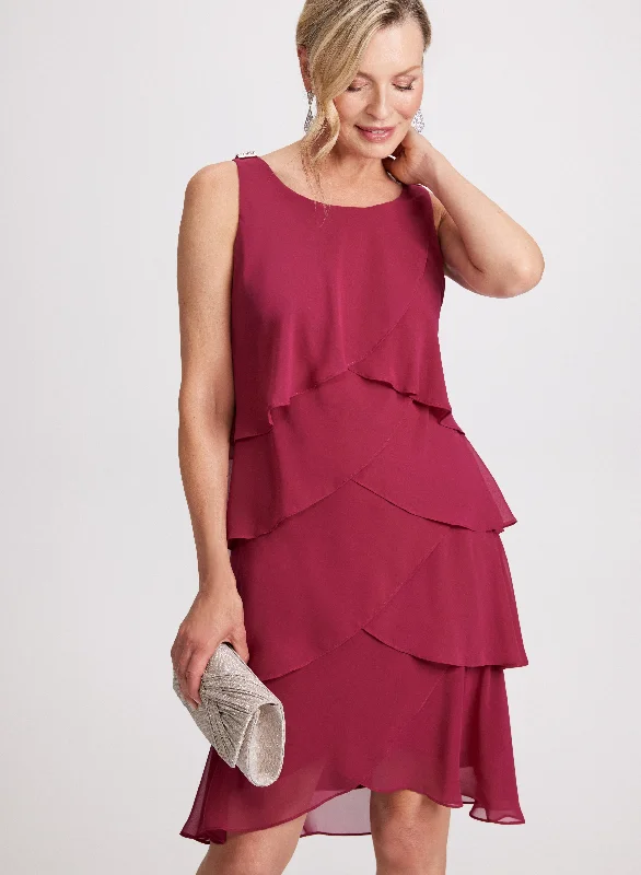 Top Picks At Markdown Prices Rhinestone Shoulder Detail Tiered Dress