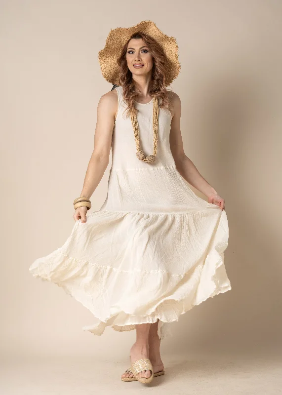 Chic Style, Always In Vogue Elizabeth Cotton Dress in Cream