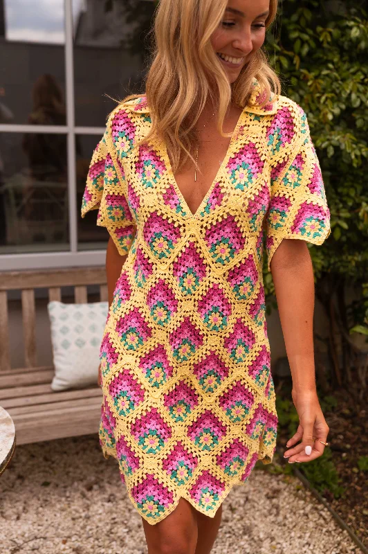 Top Picks At Markdown Prices Yellow Crochet Nour Dress