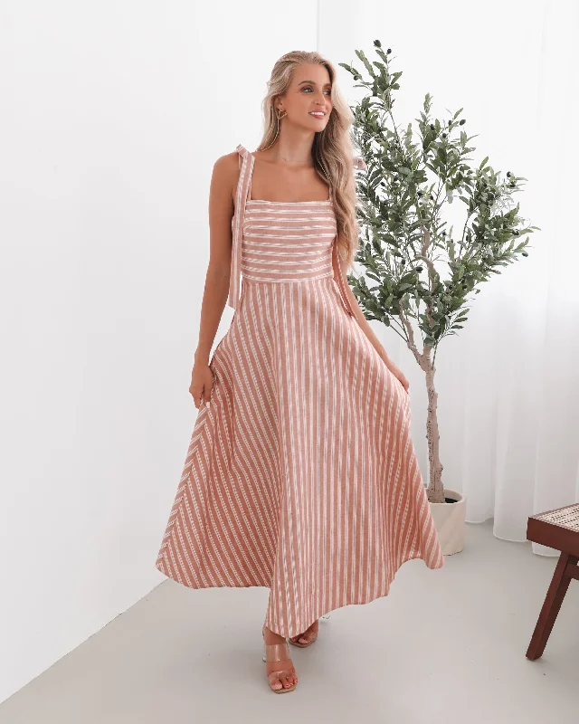 Special Offer For You Alessandra Dress - Peach Stripe
