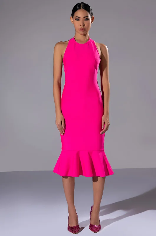 Cozy Chic Promotions HEIRESS SLEEVELESS PEPLUM DRESS IN PINK