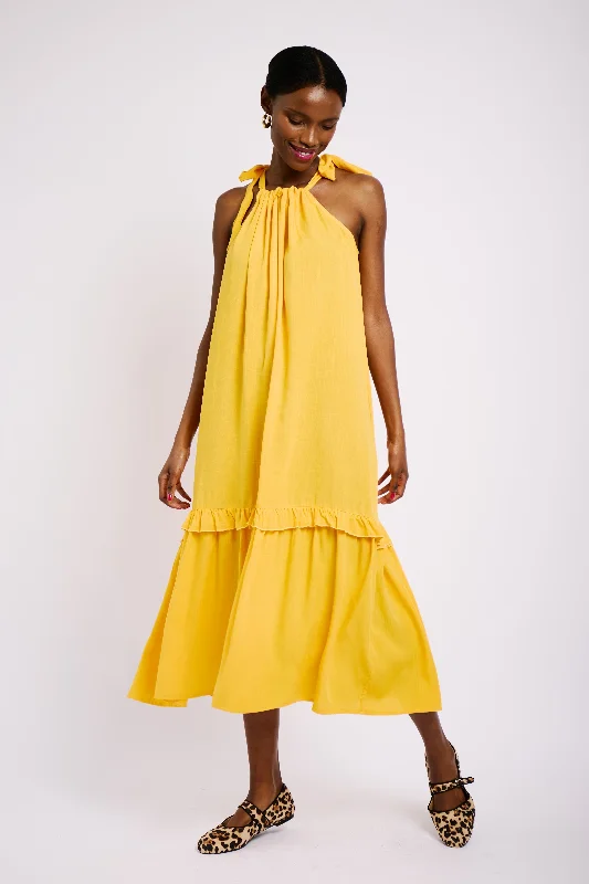 Trendy Styles Tie Strap Swing Sun Dress in Mango