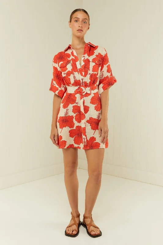 Relaxed Style Palm Noosa Camelia Dress - Red Hibiscus