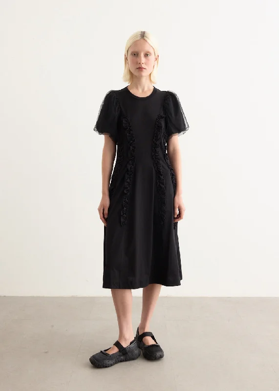 Luxury Women's Clothing Tulle Overlay Multi Ruffle Frill Dress