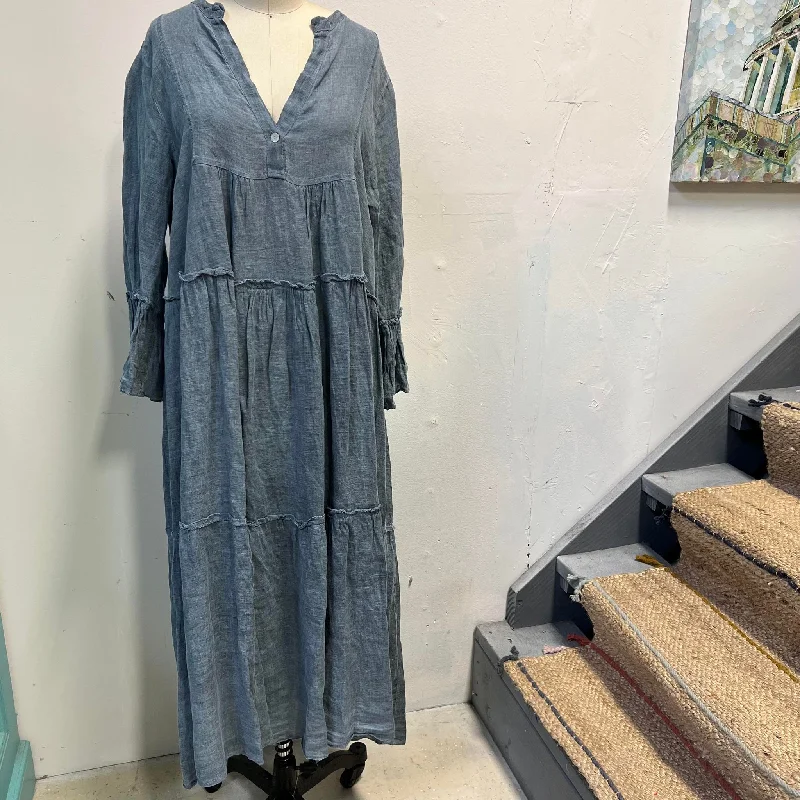 Current Trends CC - Long Tiered Linen Dress