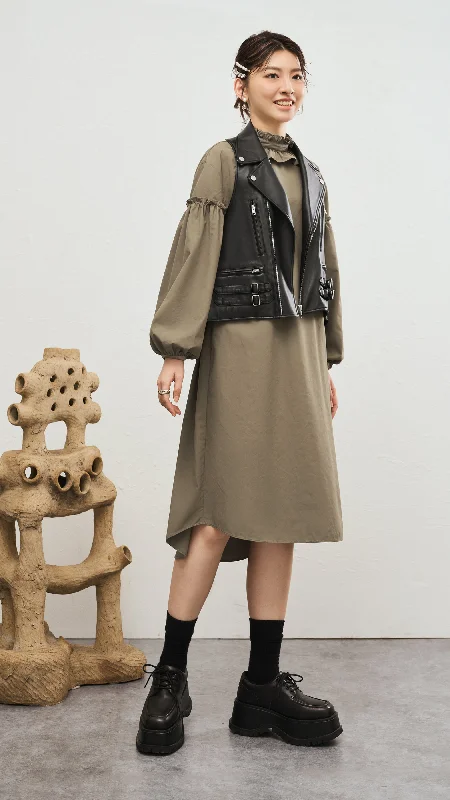 Holiday Gift Guide Sale Ruffle Collar With Puff Sleeves Dress