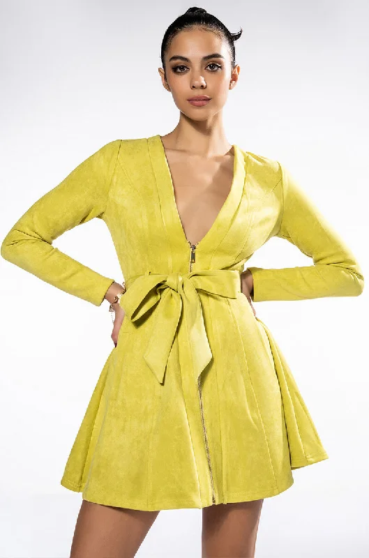 Embrace New Fashion SEXY FAUX SUEDE DRESSY MINI