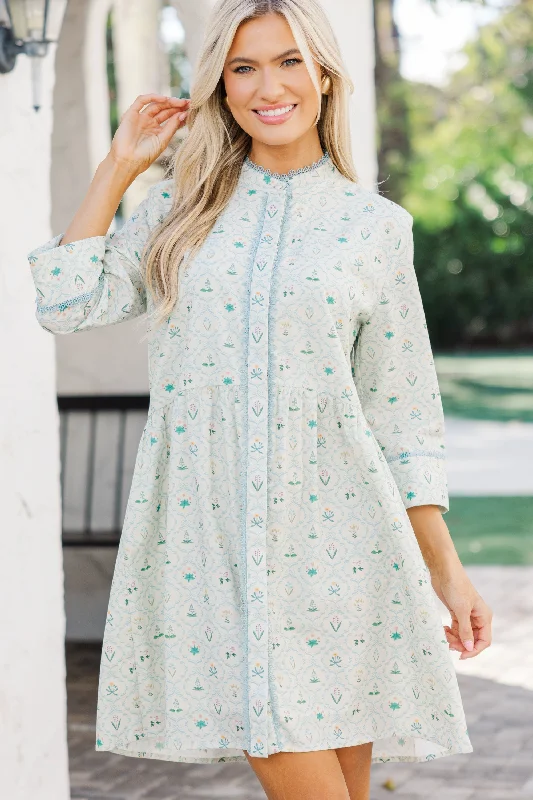 Affordable Elegance – Best Deals On Women's Fashion Believe In Yourself Light Blue Floral Medallion Dress