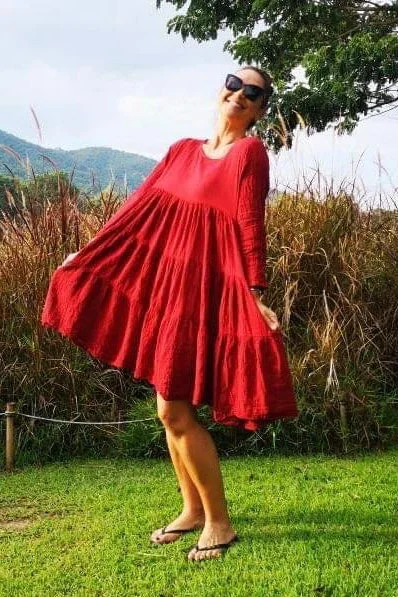 Tailored Clothing For Women Freedom Babydoll Dress - Red