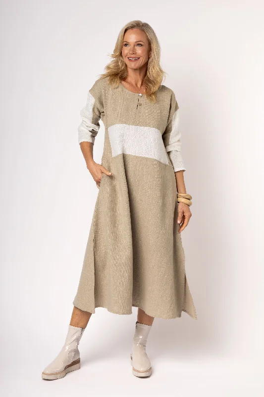 Huge Markdowns Minnie Linen Blend Dress in Latte - Faulty